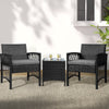 NNEDSZ Gardeon 3PC Outdoor Bistro Set Patio Furniture Wicker Dining Chairs Table Cushion Black-0