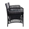 3-Piece Outdoor Bistro Set with Wicker Chairs & Glass Table, Black