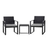 3-Piece Outdoor Wicker Bistro Set with Cushions, Black — dup