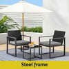 3-Piece Outdoor Wicker Bistro Set with Cushions, Black — dup