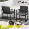 3-Piece Outdoor Wicker Bistro Set with Cushions, Black — dup