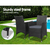 Gardeon 3PC Outdoor Bistro Set Patio Furniture Wicker Setting Chairs