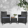 Gardeon 3PC Outdoor Bistro Set Patio Furniture Wicker Setting Chairs