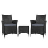NNEDSZ 3pc Bistro Wicker Outdoor Furniture Set Black-0