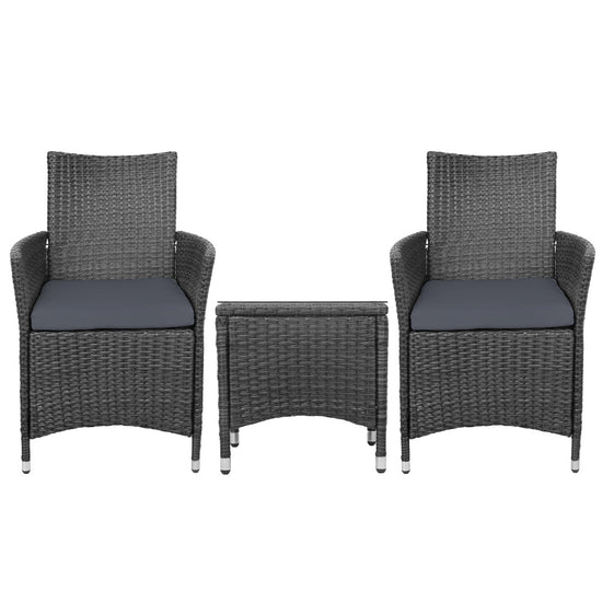NNEDSZ 3pc Bistro Wicker Outdoor Furniture Set Black-2