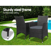 3-Piece Outdoor Bistro Set with PE Wicker Chairs & Glass-Top Table