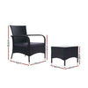 3-Piece Outdoor Bistro Set with Wicker Chairs and Table