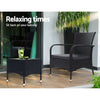 3-Piece Outdoor Bistro Set with Wicker Chairs and Table