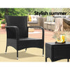 3-Piece Outdoor Bistro Set with Wicker Chairs and Table
