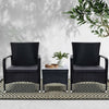 3-Piece Outdoor Bistro Set with Wicker Chairs and Table