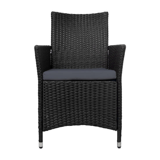 NNEDSZ of 2 Outdoor Bistro Set Chairs Patio Furniture Dining Wicker Garden Cushion Gardeon-1
