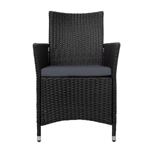 NNEDSZ of 2 Outdoor Bistro Set Chairs Patio Furniture Dining Wicker Garden Cushion Gardeon-1