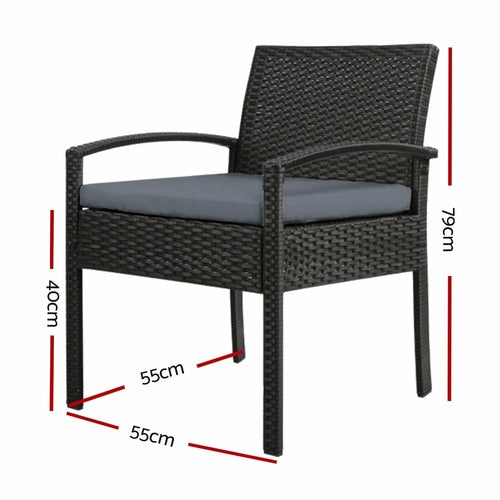 Set of 2 Outdoor Dining Chairs Wicker Chair Patio Garden Furniture