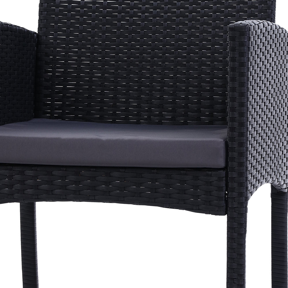 NNEDSZ Set of 2 Outdoor Bistro Chairs Patio Furniture Dining Chair Wicker Garden Cushion Gardeon-2