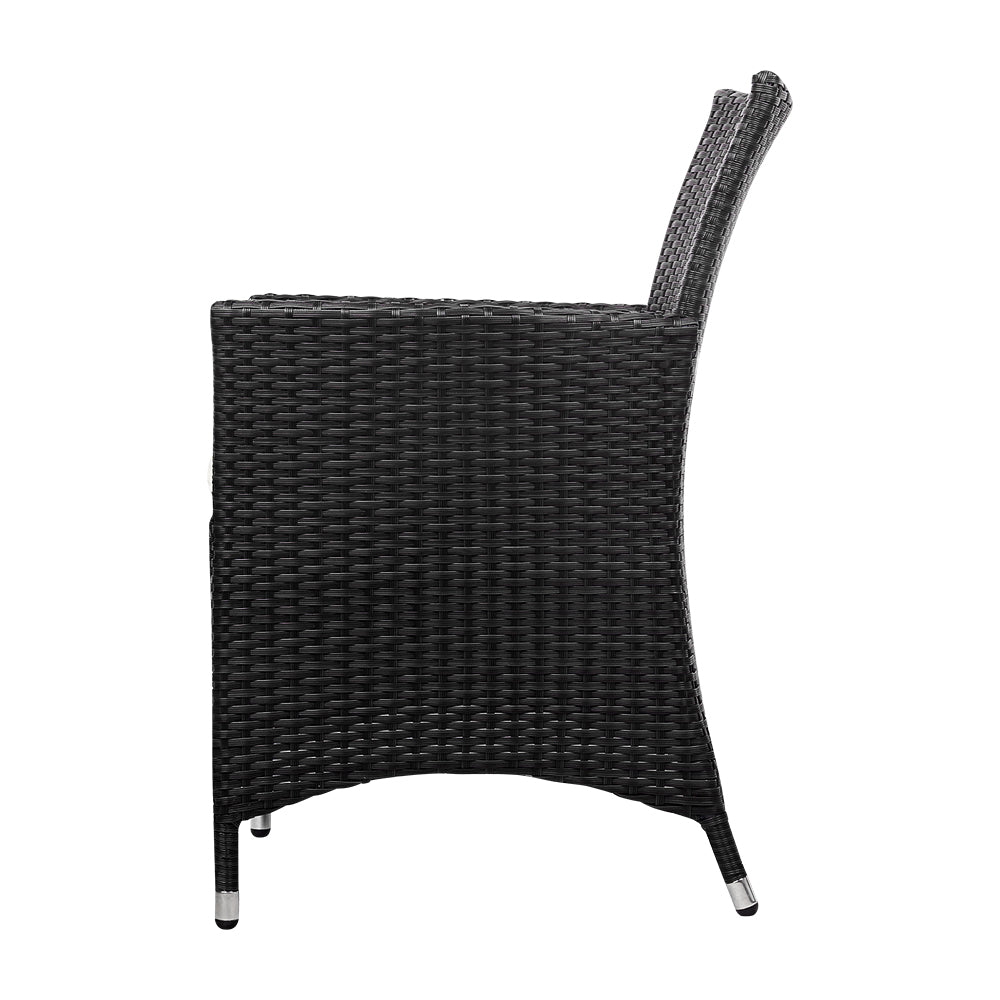 NNEDSZ Outdoor Furniture Dining Chair Table Bistro Set Wicker Patio Setting Tea Coffee Cafe Bar Set-3