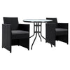 3-Piece Wicker Bistro Set with Glass-Top Table and Two Chairs