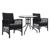 Gardeon 3PC Bistro Set Outdoor Furniture Rattan Table Chairs Cushion