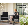 Gardeon 3PC Bistro Set Outdoor Furniture Rattan Table Chairs Cushion