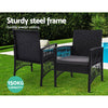 Gardeon 3PC Bistro Set Outdoor Furniture Rattan Table Chairs Cushion