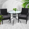 Gardeon 3PC Bistro Set Outdoor Furniture Rattan Table Chairs Cushion