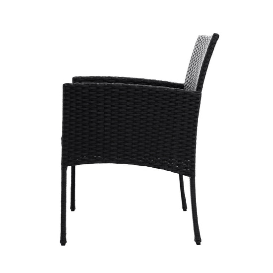 NNEDSZ Outdoor Bistro Chairs Patio Furniture Dining Chair Wicker Garden Cushion Tea Coffee Cafe Bar Set-3