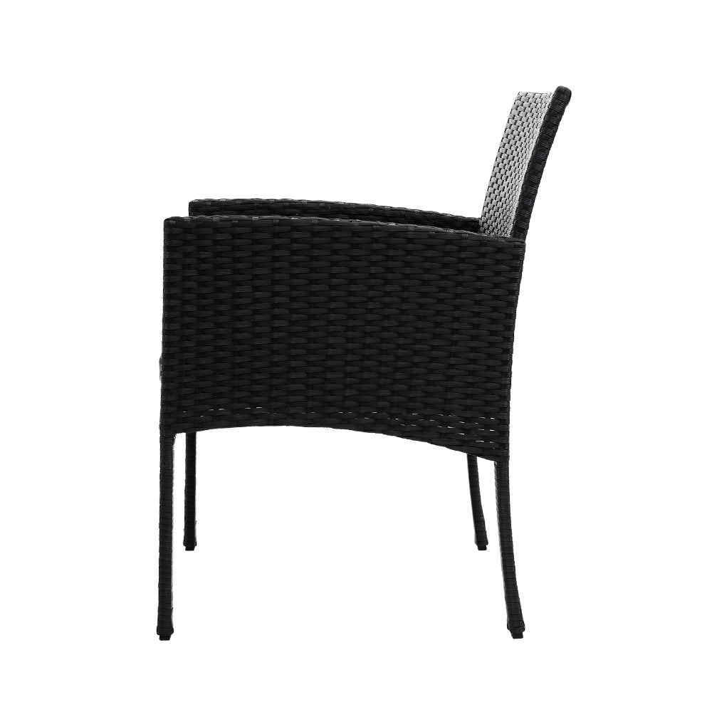 NNEDSZ Outdoor Bistro Chairs Patio Furniture Dining Chair Wicker Garden Cushion Tea Coffee Cafe Bar Set-3