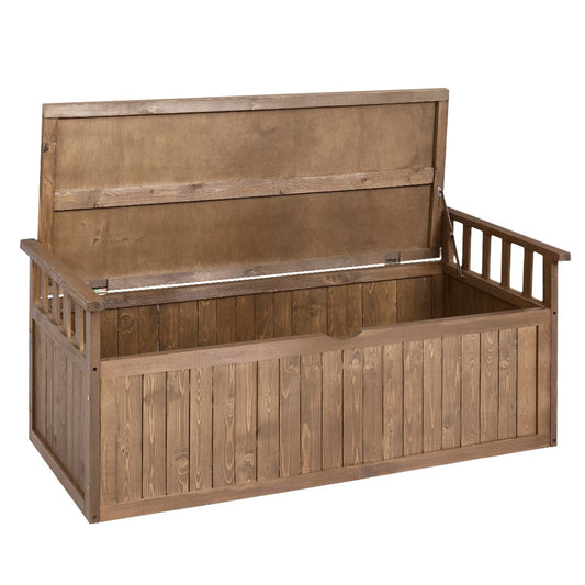 Wooden Outdoor Storage Bench 128.5cm — Garden Chest Box Seat