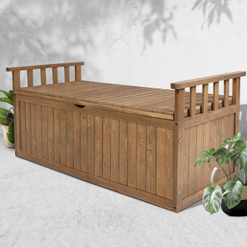 Wooden Outdoor Storage Bench Box 129cm, Garden Deck Chest