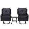 NNEDSZ Gardeon 3PC Outdoor Furniture Bistro Set Lounge Wicker Swivel Chairs Table Cushion Black-1