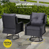 3-Piece Outdoor Wicker Bistro Set, Swivel Chairs & Table, Black