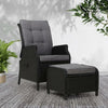 Wicker Outdoor Recliner Chair with Ottoman