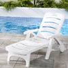 Folding Sun Lounger Chaise Recliner Chair with Wheels