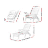 Folding Sun Lounger Chaise Recliner Chair with Wheels