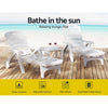 Folding Sun Lounger Chaise Recliner Chair with Wheels