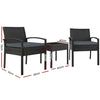 3-Piece Wicker Bistro Set with Cushions & Glass-Top Table