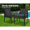 3-Piece Wicker Bistro Set with Cushions & Glass-Top Table