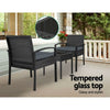 3-Piece Wicker Bistro Set with Cushions & Glass-Top Table