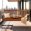 Outdoor Porch Swing Chair, 2-Seat Wooden Bench with Cup Holder