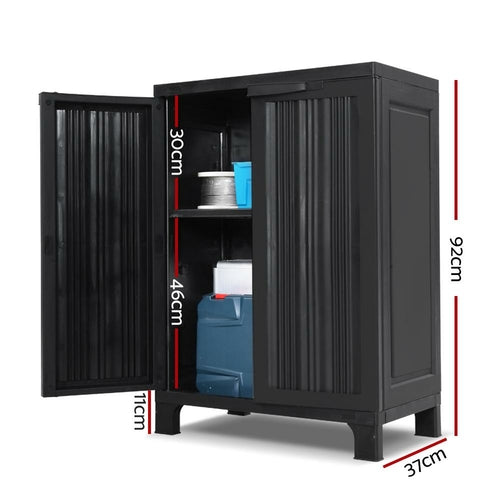Outdoor Storage Cabinet 92cm, Lockable Cupboard with Pegboard