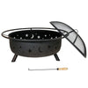 Weathered Steel Wood Burning Fire Pit with Spark Screen