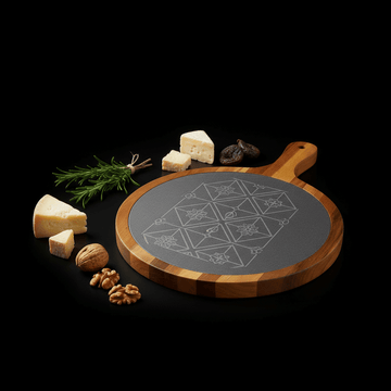 Personalized Acacia Wood Serving Board with Slate Inlay