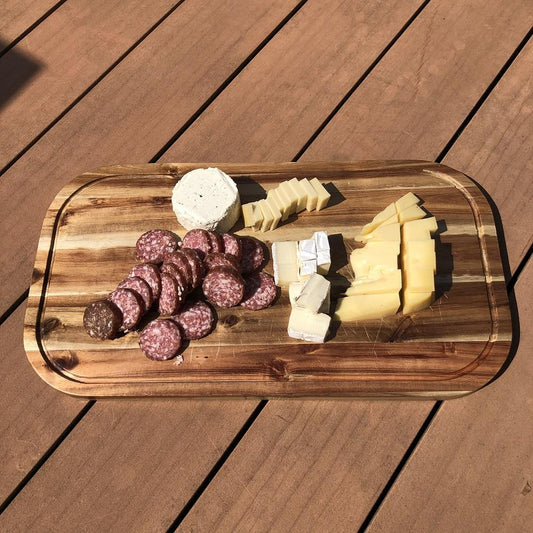 Acacia Wood Rounded Serving and Cutting Board with Juice Groove