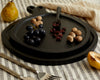 Wood Round Serving Board Set, Black — Set of 2 with Spoons