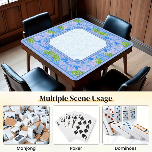 Foldable Mahjong Mat — Blue Violet Floral