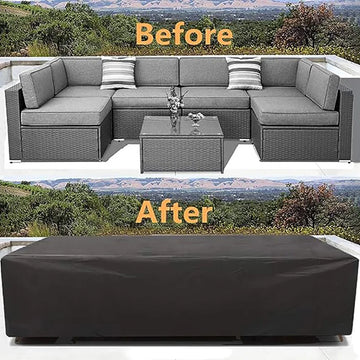 Outdoor furniture dust cover, 210D Oxford cloth, black silver sofa