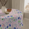 Pink Mahjong Tile Pattern Square Tablecloth - Game Night Instructions