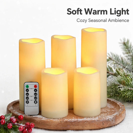 Waterproof Flameless LED Pillar Candles, Set of 2