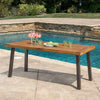 Acacia Wood Outdoor Patio Dining Table, Teak Finish, 69 x 32 in