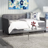 Gray Tufted Polyester Linen Twin Daybed with Trundle-1