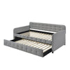 Gray Tufted Polyester Linen Twin Daybed with Trundle-2